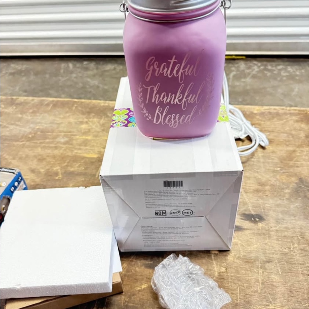 Scentsy Pink Glass Art Jar